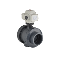 U-PVC Elektrik Aktüatörlü Yapıştırma Muflu Küresel Vana 24 V DC