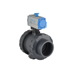 U-PVC Pnömatik Aktüatörlü Çift Etkili Küresel Vana Tek Taraf İçten Dişli