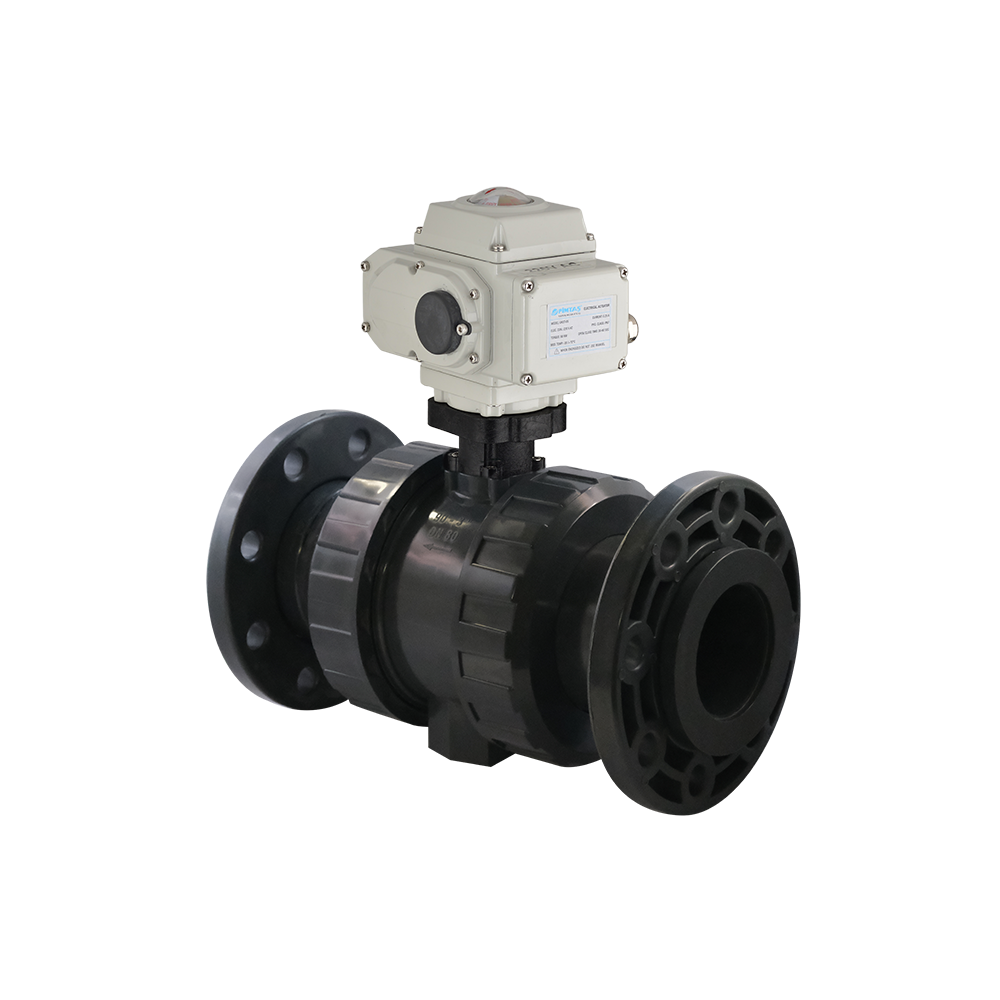 U-PVC Elektrik Aktüatörlü Çift Taraf Flanşlı Küresel Vana 220 V AC Yüksek Dayanımlı