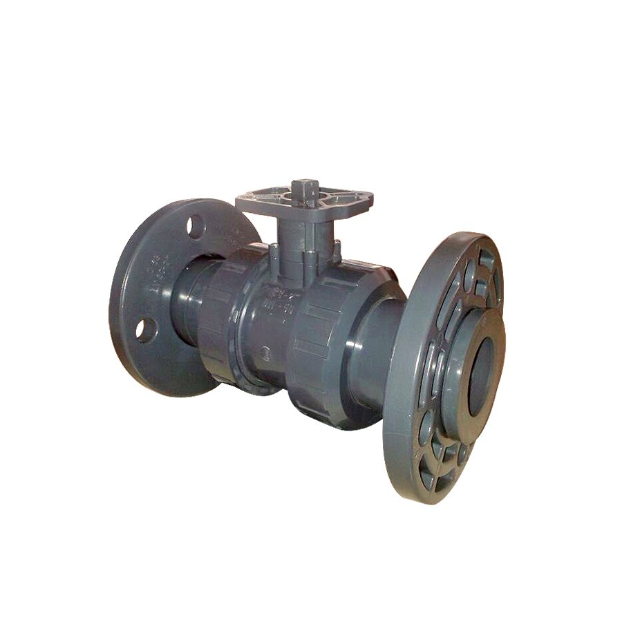 U-PVC Aktüatör Uyumlu Küresel Vana Düşük Dayanımlı  (Çift Taraf Flanş Bağlantılı )