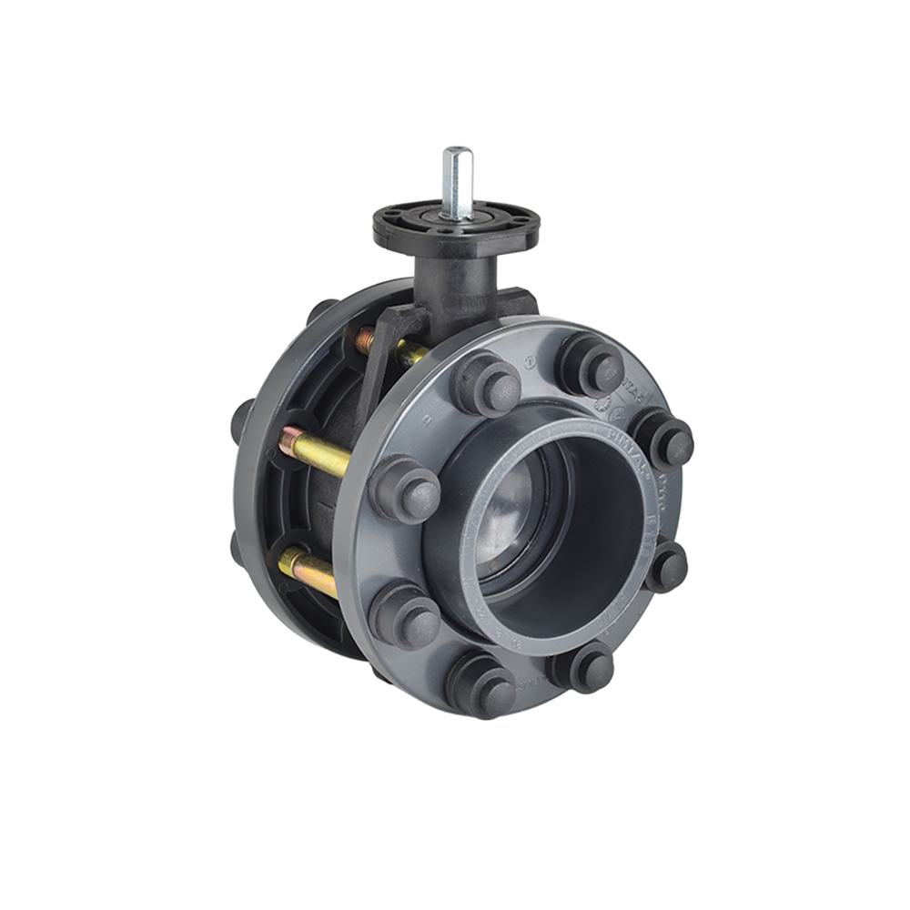 U-PVC Aktüatör Uyumlu Kelebek Vana (304 Paslanmaz, Civata, Somun Pul)