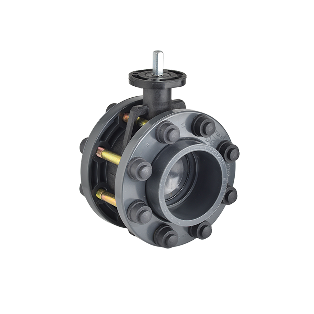 U-PVC Aktüatör Uyumlu Kelebek Vana (316 Paslanmaz Civata, Somun, Pul)