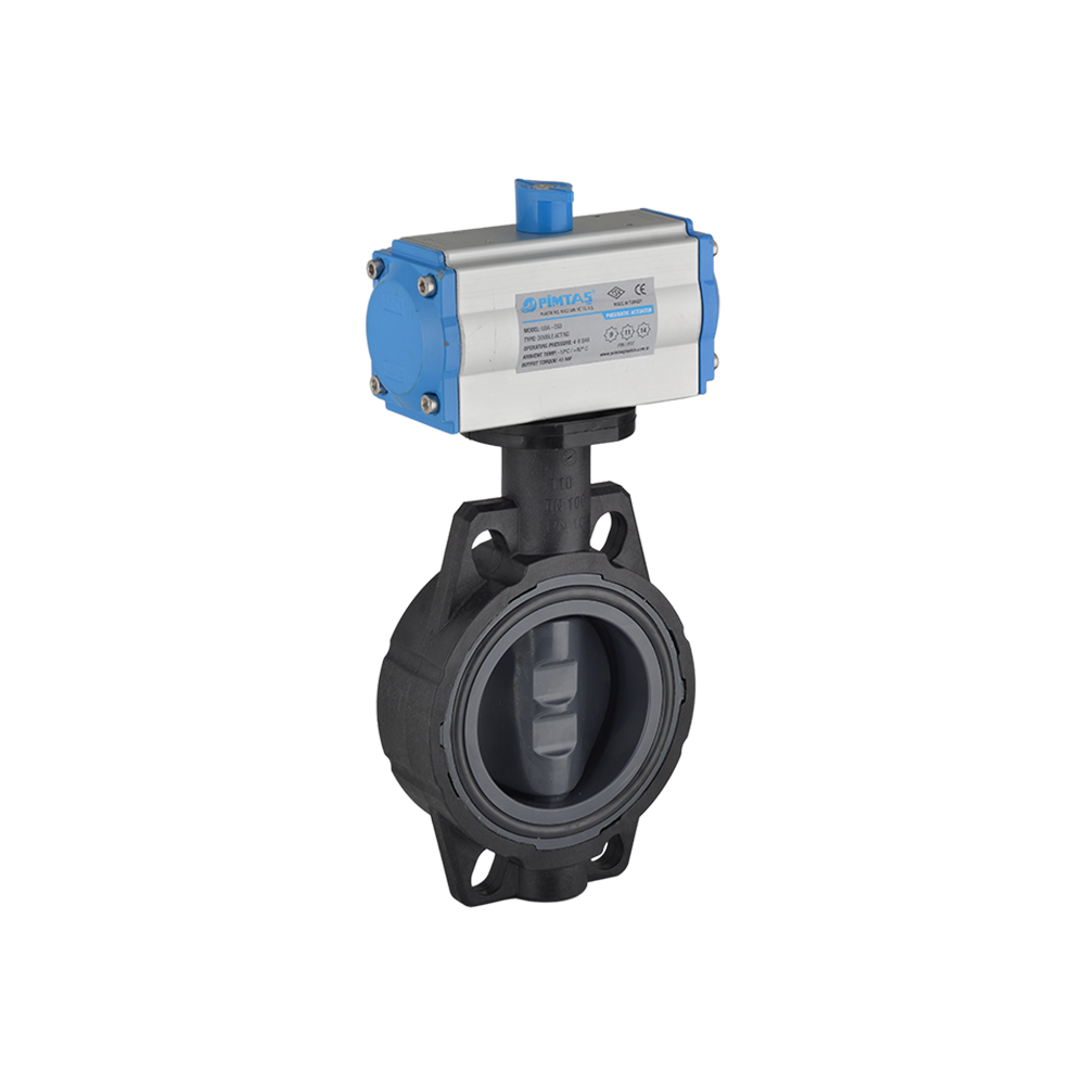 U-PVC Pnömatik Aktüatörlü Kelebek Vana Çift Etkili (Çıplak)