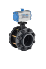 U-PVC Pnömatik Aktüatörlü Kelebek Vana Çift Etkili (304 Paslanmaz, Civata, Somun, Pul)