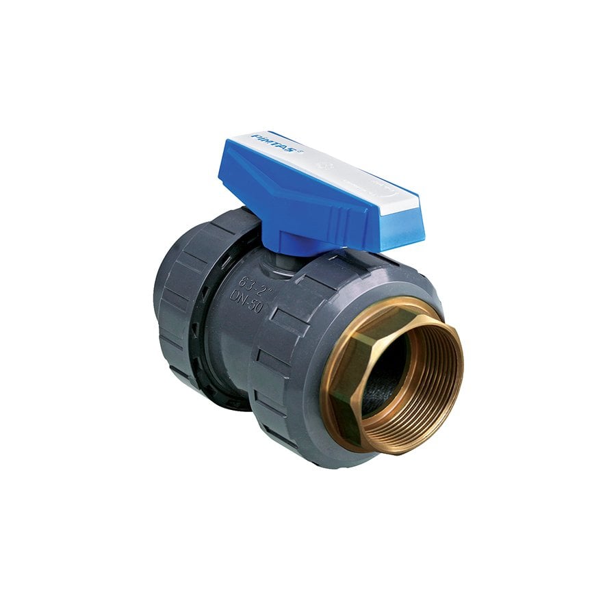 U-PVC İÇ DİŞLİ KÜRESEL SU VANASI ( TEK TARAFI PİRİNÇ İÇ DİŞ ) 40
